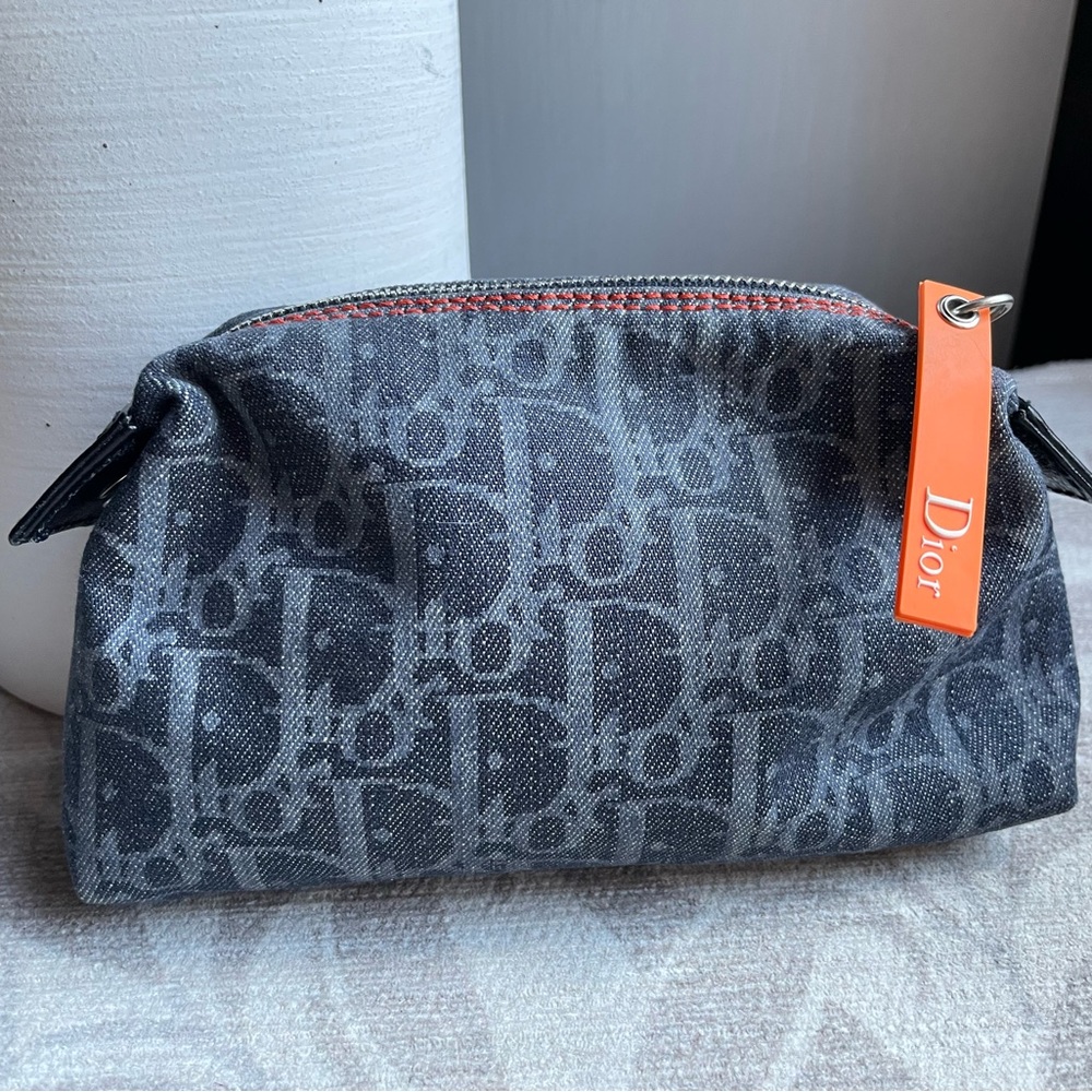 Dior Denim monogram flight line pouch